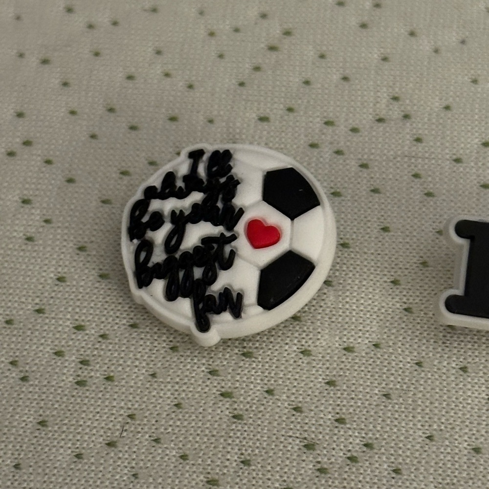 Jibbitz Biggest Fan, I Love Soccer Croc Charms Set of 2 NWT - Picture 2 of 4
